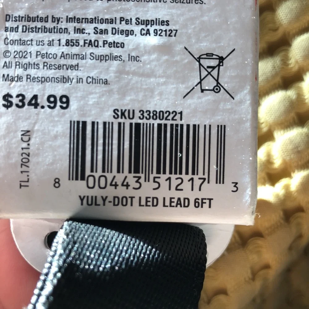 NWT LED lights dog extrovert loud proud leash 6Ft